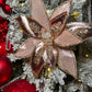 Elegant Rose Gold  Poinsettia with Crystals and Glitter 12'' Set of 3