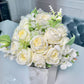 Artificial Rose Flower Bouquet White and Pink 6 high quality roses