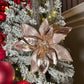 Elegant Rose Gold  Poinsettia with Crystals and Glitter 12'' Set of 3