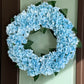 Capri Large Luxury Blue Silk Hydrangea Wreath, 22 In All Season UV Resistant