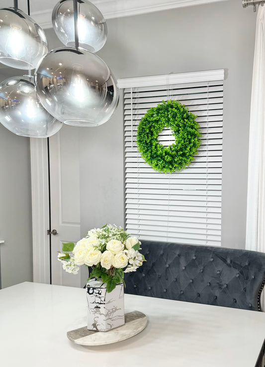 Chiara Green Artificial Boxwood Decorative Wreath Indoor/ Outdoor Use