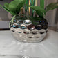 Giulia White Orchid Arrangement in Beveled Silver Ceramic Vase Silk