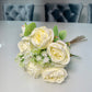 Artificial Rose Flower Bouquet White and Pink 6 high quality roses