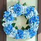 Capri Luxury Mixed Blue Silk Large Hydrangea Wreath, 22 In Indoor outdoor use