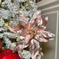 Rose Gold Metallic Poinsettia Flower Stem 14” set of 3