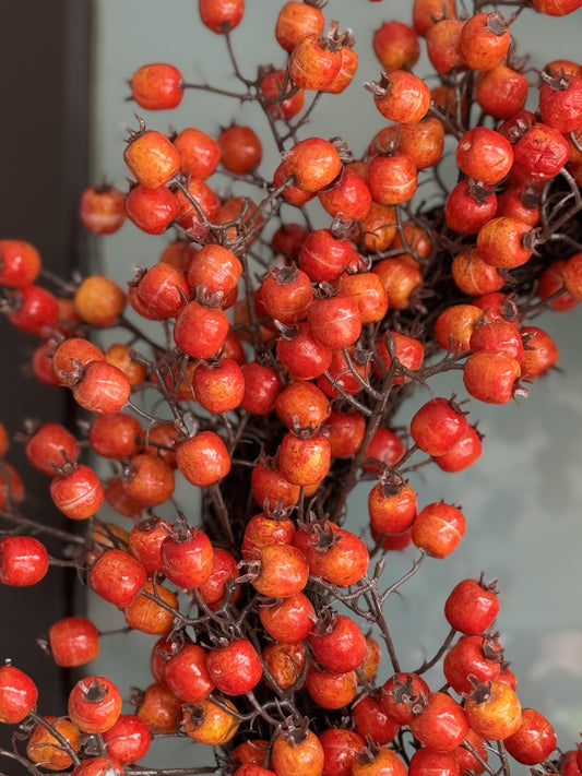 Faux Orange Berry Wreath 19'' Christmas Holiday Winter Fall Autumn Decor