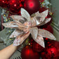 Rose Gold Metallic Poinsettia Flower Stem beaded with Sequins Set of 3