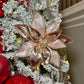 Elegant Rose Gold  Poinsettia with Crystals and Glitter 12'' Set of 3