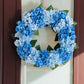 Capri Luxury Mixed Blue Silk Large Hydrangea Wreath, 22 In Indoor outdoor use