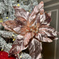 Rose Gold Metallic Poinsettia Flower Stem 14” set of 3