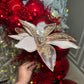 Elegant Rose Gold  Poinsettia with Crystals and Glitter 12'' Set of 3