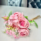 Silk Rose Flower Bouquet Light Blue and Pink 6 roses high quality roses