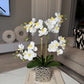 Amelie Silk Phalaenopsis Orchid Arrangement Silver Ceramic Vase