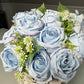 Silk Rose Flower Bouquet Light Blue and Pink 6 roses high quality roses