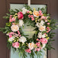 Lyla Pink White Rose Green Beech Wreath  24" All Season Indoor Outdoor