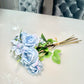 Silk Rose Flower Bouquet Light Blue and Pink 6 roses high quality roses