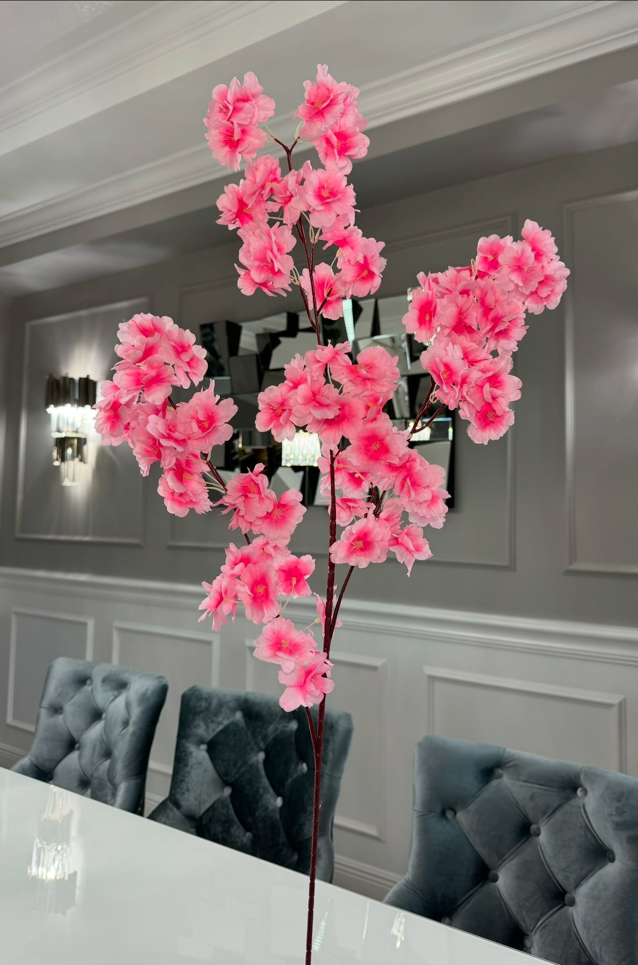 Mila Bright Pink Silk Cherry Blossom Set of 3 Branches  36'' Wedding, Party, Event