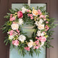 Lyla Pink White Rose Green Beech Wreath  24" All Season Indoor Outdoor