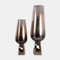 Elisa Champagne Glass Vase With Metal Base Sleek Design