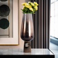 Elisa Champagne Glass Vase With Metal Base Sleek Design