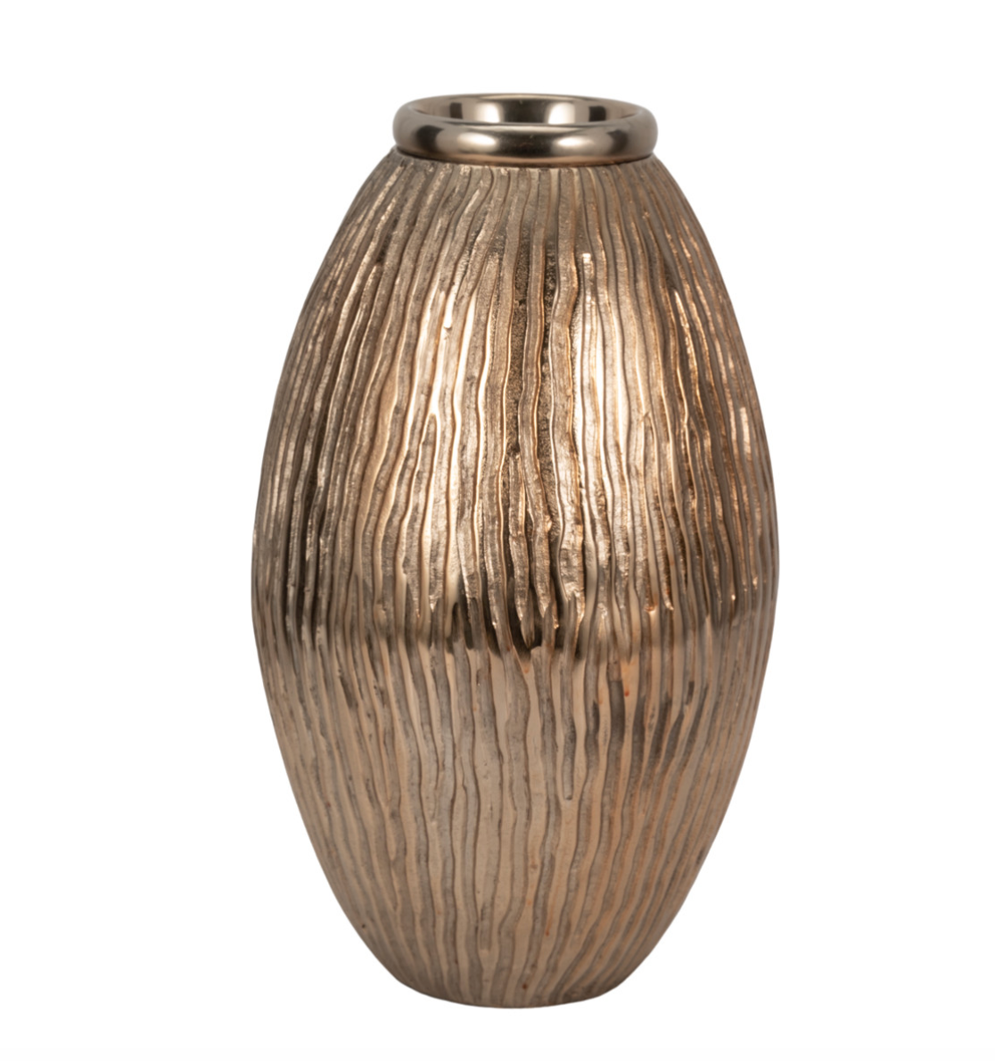 Bianca Large Contemporary Gold/ Champagne Metal Vase 18''