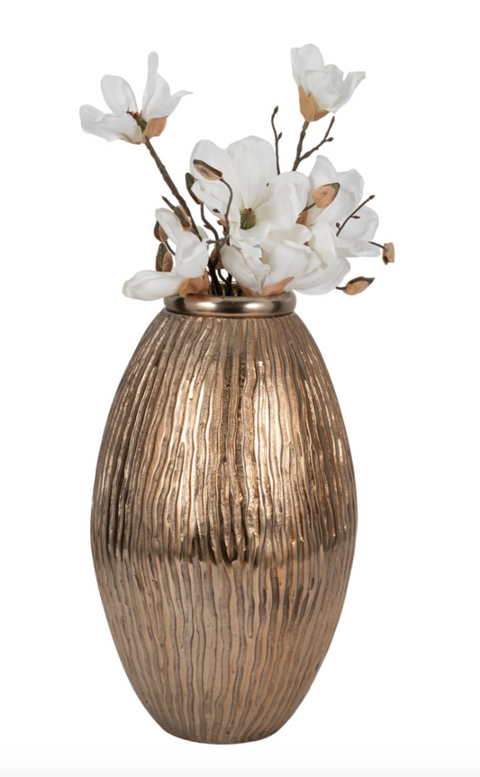 Bianca Large Contemporary Gold/ Champagne Metal Vase 18''