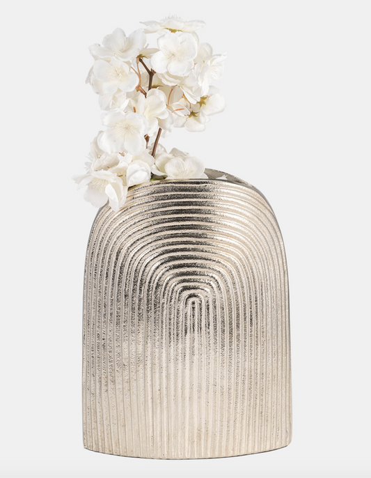 Sage Gold Modern Minimalist Aluminum Arch Vase 11''