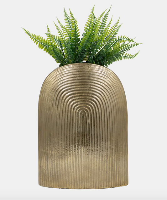 Sage Gold Modern Minimalist Aluminum Arch Vase 14''
