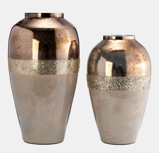 Amira Glass Vase Champagne Bronze Metallic Chic Elegant Vase Tabletop