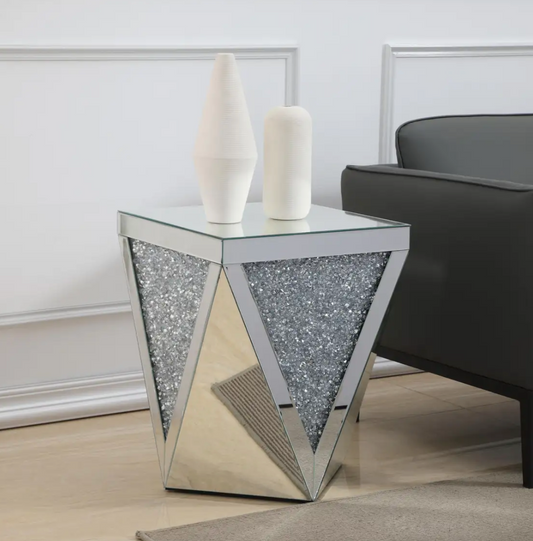 Elizabeth Crystal Mirrored End Table