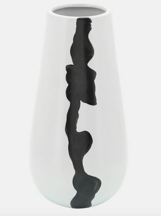 11" CLEO MEDIUM BLACK AND WHITE MODERN VASE