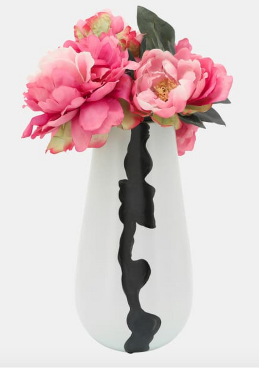 11" CLEO MEDIUM BLACK AND WHITE MODERN VASE