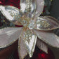 Elegant Rose Gold  Poinsettia with Crystals and Glitter 12'' Set of 3