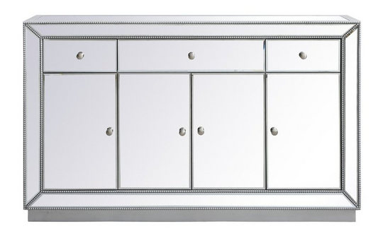 Leah Mirrored Credenza in Antique Silver